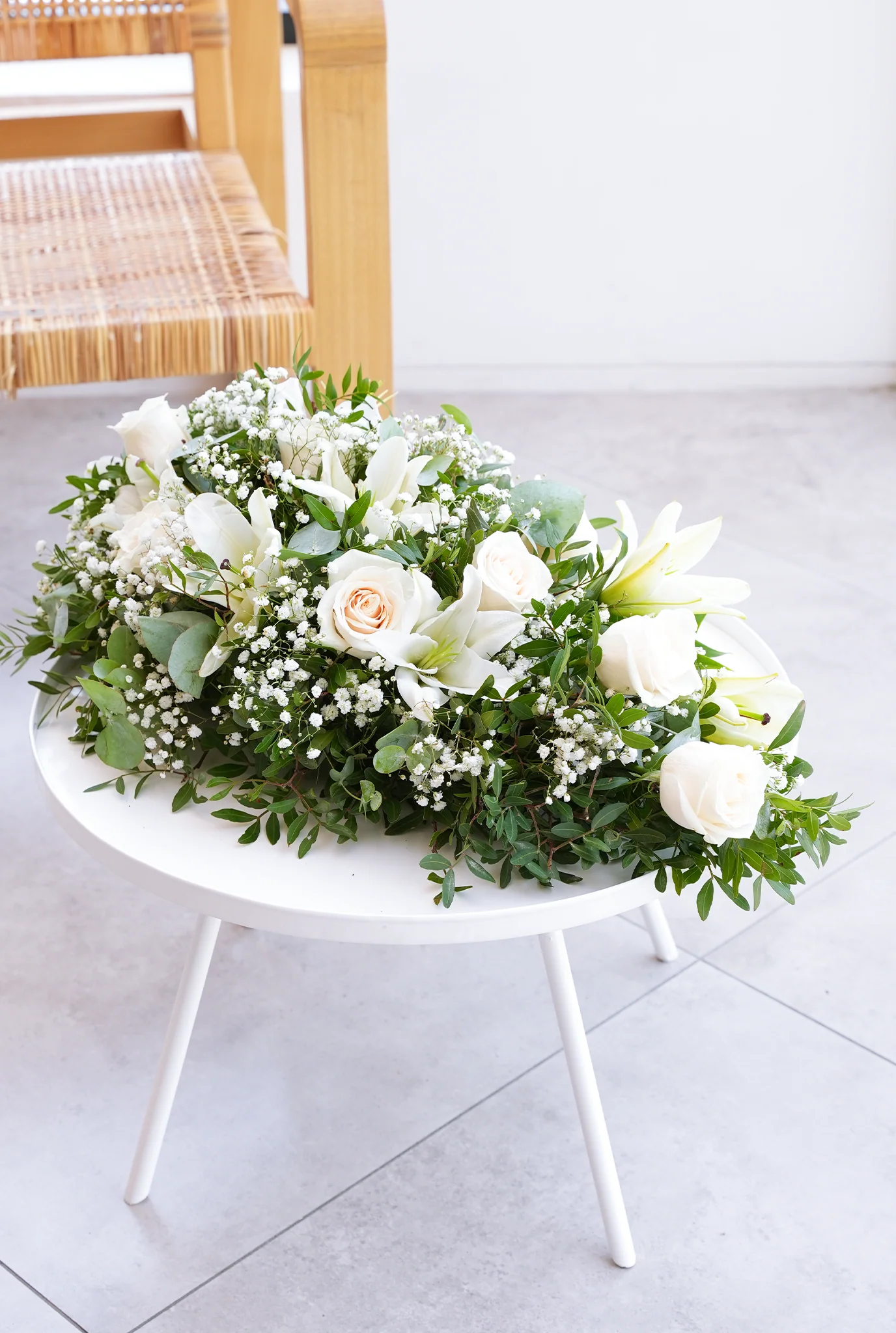 White Roses and White Lily Funeral Spray - Image 5